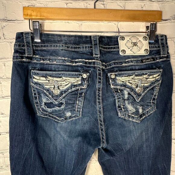 Miss Me Women’s Jeans size 30 Mid Rise Skinny Embellished Denim Pockets ME8545SR - Picture 1 of 12